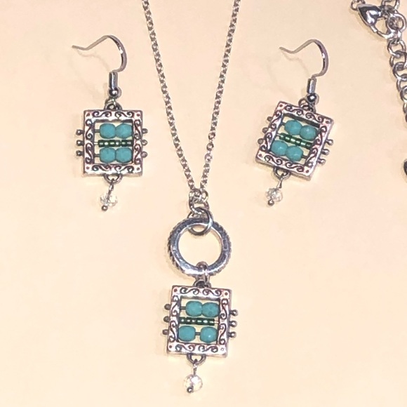 Brighton set of necklace & earrings Blue & crystal FINAL REDUCED PRICE - Picture 5 of 16
